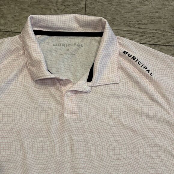 Municipal Golf Polo Shirt Mens XL Waste Management Open PGA Preppy Pink Athletic - Picture 1 of 9